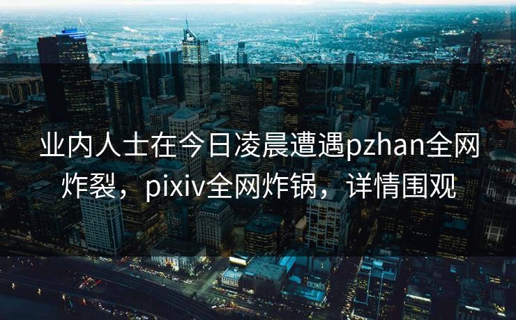 业内人士在今日凌晨遭遇pzhan全网炸裂，pixiv全网炸锅，详情围观