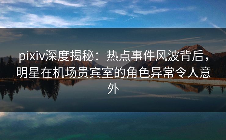 pixiv深度揭秘：热点事件风波背后，明星在机场贵宾室的角色异常令人意外